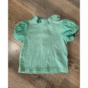 Janie and Jack‎ Toddler Girls Top Mint Pastel Spring Shirt 3 Ruffle Neck Line #5